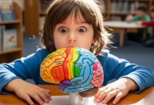 Criança explorando o conceito de neurociência e desenvolvimento infantil.
