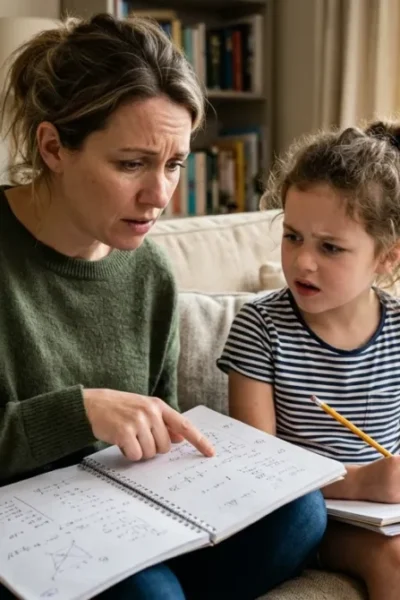 Mãe apoiando filho com dificuldade de aprendizagem