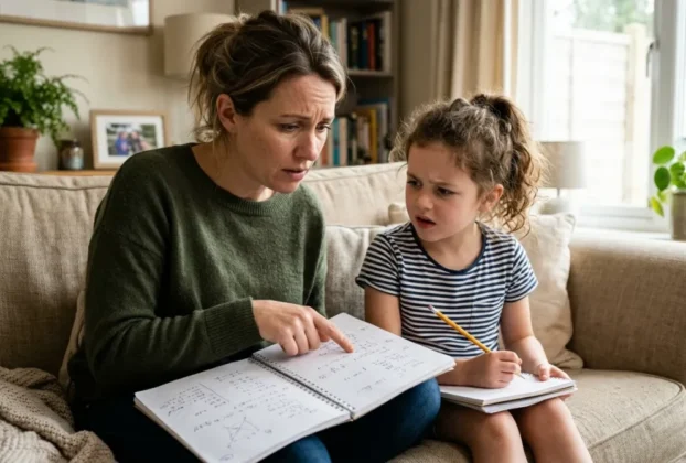Mãe apoiando filho com dificuldade de aprendizagem