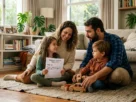 Pais e filhos conversando educação de valores na primeira infância.