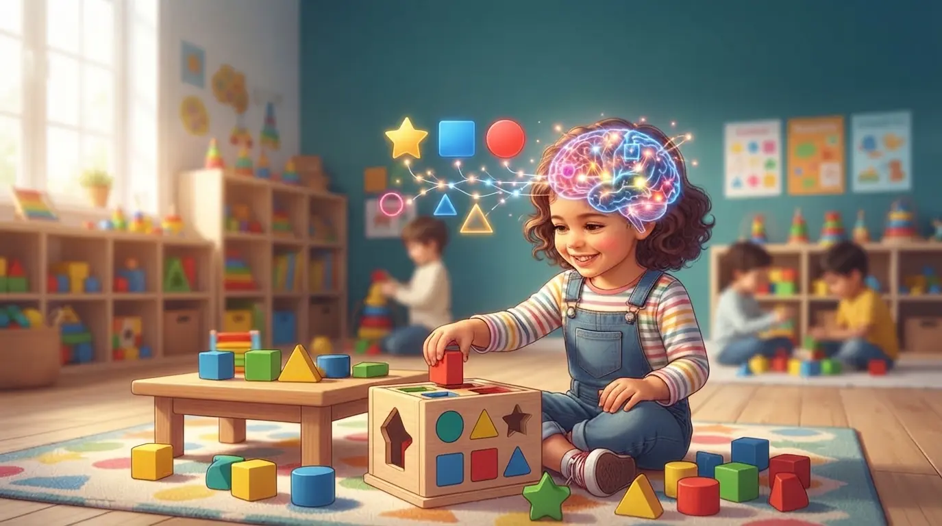 Como o Cérebro Infantil Processa Cores e Formas? 1 crianca aprendendo brincar cores formas.jpg