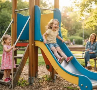 Esperar a vez também se aprende brincando, no parque e em casa.